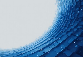 Poster - Blue Cubes Form an Arch with a Clear White Background