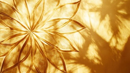 Poster - Elegant Golden Floral Pattern with Intricate Details and Soft Shadows on a Warm Background