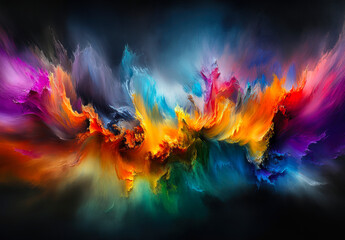 Poster - A mesmerizing swirl of vibrant colors dances against a dark backdrop, creating a dynamic visual experience that evokes emotion and wonder.