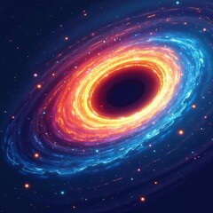 illustration of swirling vortex near glowing black hole in outer space, cosmic, celestial, vortex