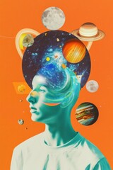 Poster - Universe with life and death representation portrait painting.