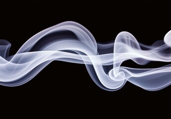 Poster - A graceful swirl of ethereal smoke dances against a black background, showcasing fluid motion and delicate shapes.