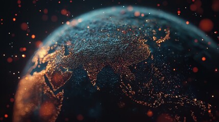 Fototapete - 3D holographic Earth with vibrant business connections symbolizing digital trade.