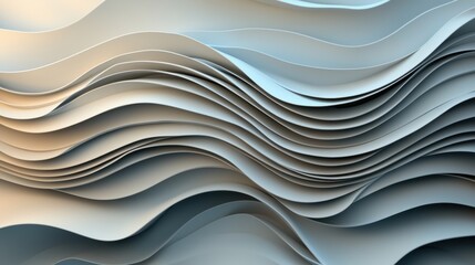 Fototapete - 3D soft white waves with realistic lighting effects, ideal for professional branding.