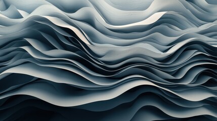 Fototapete - 3D soft white waves with realistic lighting effects, ideal for professional branding.