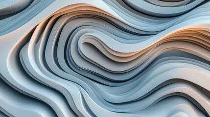 Fototapete - 3D white abstract waves with soft lighting, perfect for high-end business branding visuals.