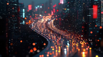 Fototapete - A high-tech digital world with glowing business networks linking global markets and financial centers.