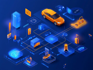 Poster - Automotive innovation showcase digital environment graphic visualization future technology data-driven insights