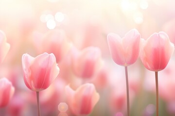 Canvas Print - Pink tulip pattern bokeh effect background backgrounds outdoors blossom.