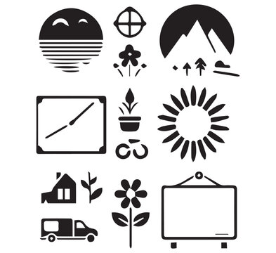 Chalkboard Style Designs Different Silhouette Vector on a White Background