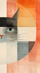 Poster - Cat painting collage art.