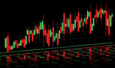 Poster - Stock Market Trends Chart, detailed analysis of price movements, highlighting fluctuations and patterns in trading activity over time