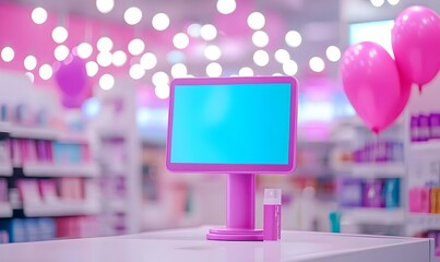 Poster - Modern electronic cash register in a retail environment, showcasing sleek design and user-friendly interface for efficient transactions.