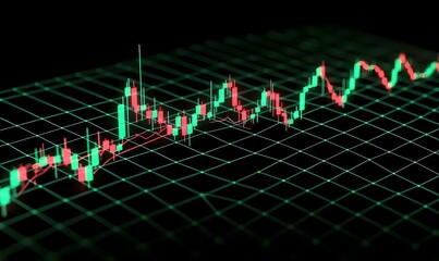 Poster - Candlestick Chart Analysis of Stock Market Trends, showcasing price movements and trading volume over time for informed investment decisions