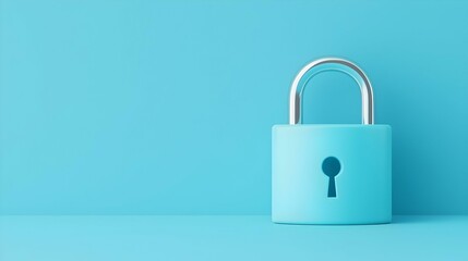 Poster - Digital polygonal open padlock hologram, vibrant colors, intricate geometric design, symbolizing security and innovation in technology.
