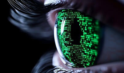 Poster - Cybernetic Surveillance, a futuristic holographic interface displaying advanced espionage technology and digital monitoring systems.