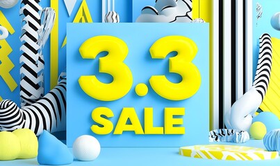 Poster - Vibrant Sale Layout, showcasing bold yellow elements, dynamic design, engaging visuals, inviting customers to explore exciting offers.