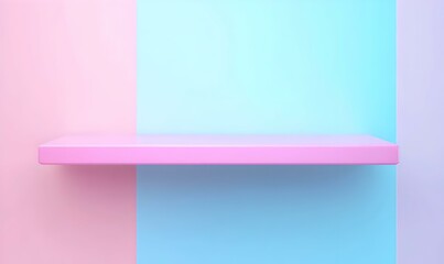 Poster - Vibrant Colors on an Empty Shelf, A closeup view showcasing a pristine white shelf adorned with vivid, colorful objects creating a striking contrast.