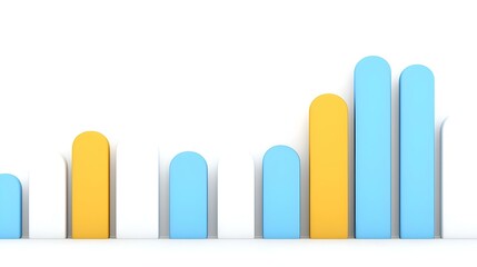 Poster - Financial market analysis, dynamic stock market graph showcasing blue and yellow trends, illustrating investment fluctuations and economic insights.