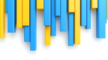 Poster - Financial analysis display, dynamic stock market graph featuring blue and yellow trends, illustrating economic fluctuations and investment insights