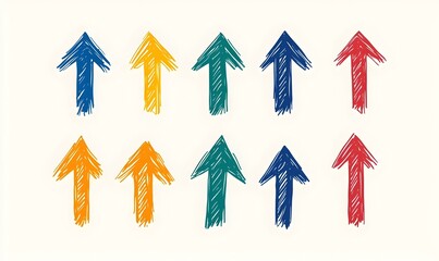 Poster - Hand-Drawn Arrow Illustrations, A collection of simple, isolated white arrows on a clean background, perfect for graphic design and visual communication.