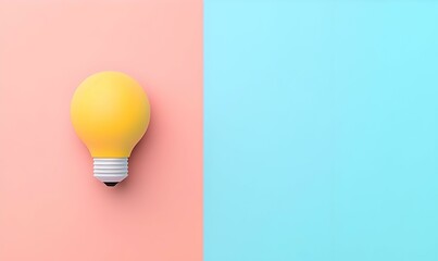 Poster - Blue light bulb glowing against a blank background, creating a serene ambiance, ideal for innovative ideas and inspiration.