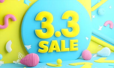 Poster - Playful Design Sale Layout, Featuring Bold Yellow Typography, Eye-Catching Graphics, Engaging Visual Elements, Dynamic Composition