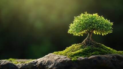 Sticker - Lush miniature tree thriving on rocky terrain