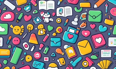 Poster - Vibrant Icon Collection, a set of colorful, high-resolution web icons featuring modern designs for digital applications and interfaces.