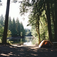 camping in the forest