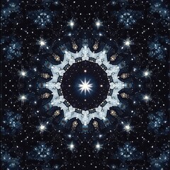 Wall Mural - kaleidoscopic starry night abstract cosmic mandala with celestial light and dark textures.