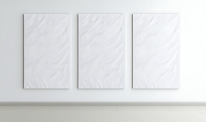 Poster - Three blank canvases hang on a minimalist wall, inviting creativity and artistic expression.