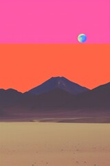 Wall Mural - retro collage of landscape astronomy outdoors scenery.