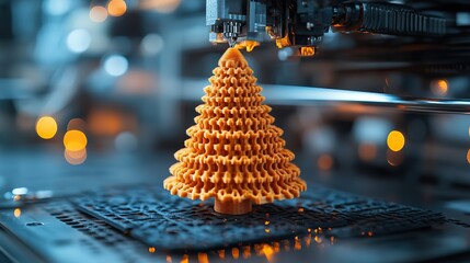 Aufkleber - 3d printer printing christmas tree with christmas background 3d printer
