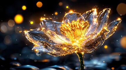 Poster - Magical sparkling lights and glittering fireflies illuminating the enchanted nighttime with a dazzling display of radiant luminous energy and effervescent chromatic glow