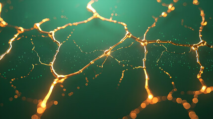 Poster - Glowing Plexus Network, an abstract design featuring luminous, interconnected shapes on a dark backdrop, evoking a sense of depth and complexity.