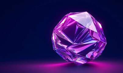 Poster - Glowing Polygonal Globe, a vibrant hologram of interconnected polygons radiating light against a dark background, symbolizing global connectivity and innovation.