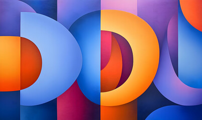Poster - Cubist Nature Fusion, an abstract artwork blending geometric shapes with organic forms, vibrant colors evoke the essence of the natural world.