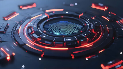 Poster - Digital fingerprint encased in vibrant holographic technology, showcasing intricate patterns and a futuristic aesthetic.
