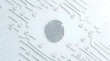 Poster - Digital fingerprint encased in vibrant holographic technology, showcasing advanced security concepts and futuristic design elements.
