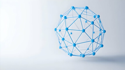 Poster - Digital network sphere, vibrant blue connections, intricate web of nodes, symbolizes global communication and technological integration.