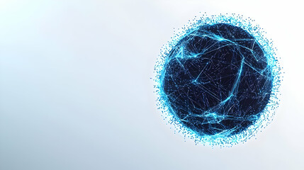 Poster - Digital network sphere, vibrant blue connections, representing global communication, technology integration, and interconnected systems.