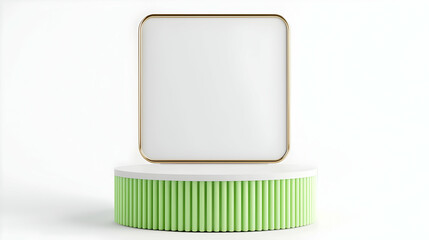 Poster - Digital tablet on a round surface, blank screen inviting creativity, modern design, minimalistic aesthetic, perfect for digital art or note-taking