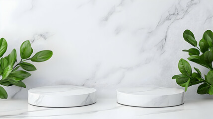 Poster - Minimalist white round podium in a spacious interior, showcasing simplicity and elegance, perfect for presentations or displays