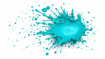 Poster - Teal Watercolor Explosion, Vibrant teal hues burst across a blank canvas, creating a dynamic and captivating splash effect.