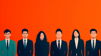 Poster - Sales Management Team Collaboration, a vibrant flat illustration showcasing a diverse team strategizing and analyzing sales data in a modern workspace