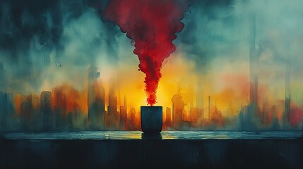 Poster - ash wednesday smoke coming out of a burner watercolor painting