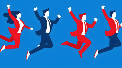 Poster - Sales Team Collaboration, vibrant flat vector illustration showcasing a diverse group of professionals engaged in dynamic discussions and teamwork.