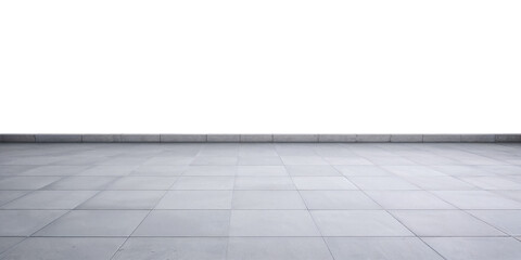 grey concrete tile floor isolated on transparent background cutout with realistic texture and smooth