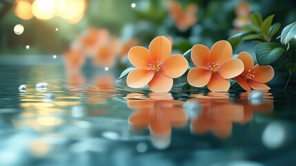 Aufkleber - beautiful spring flowers reflected in the water 3d illustration